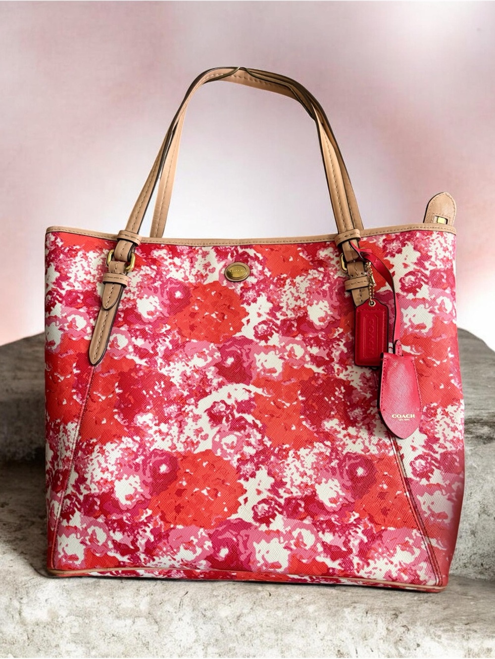 Coach Peyton Floral Print Zip Top Tote Bag